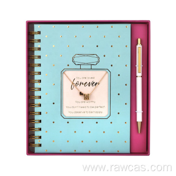 Spiral Notebooks with Pen and Necklace Gift Set